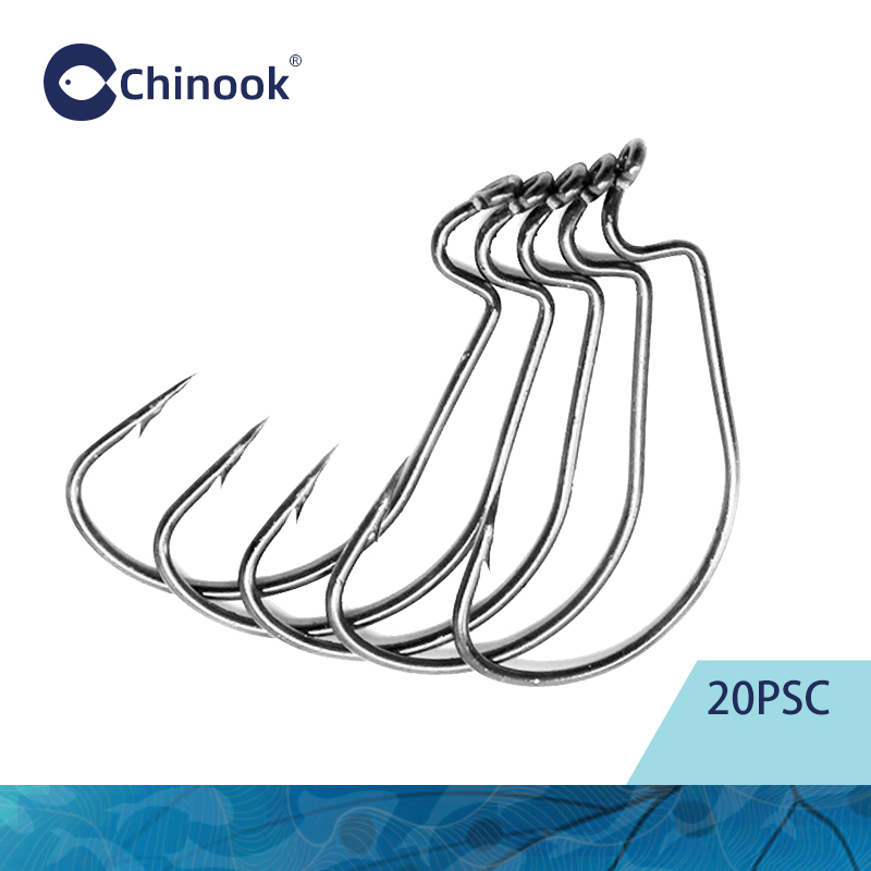 Fishing Hook Offset - Chinook 20 шт., широкий червячный техасский