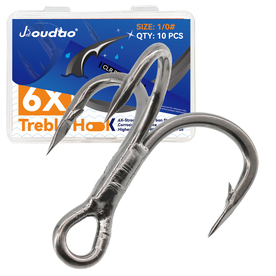 Fishing Hook Offset - 6X рыболовный тройной крючок, 10 шт.,